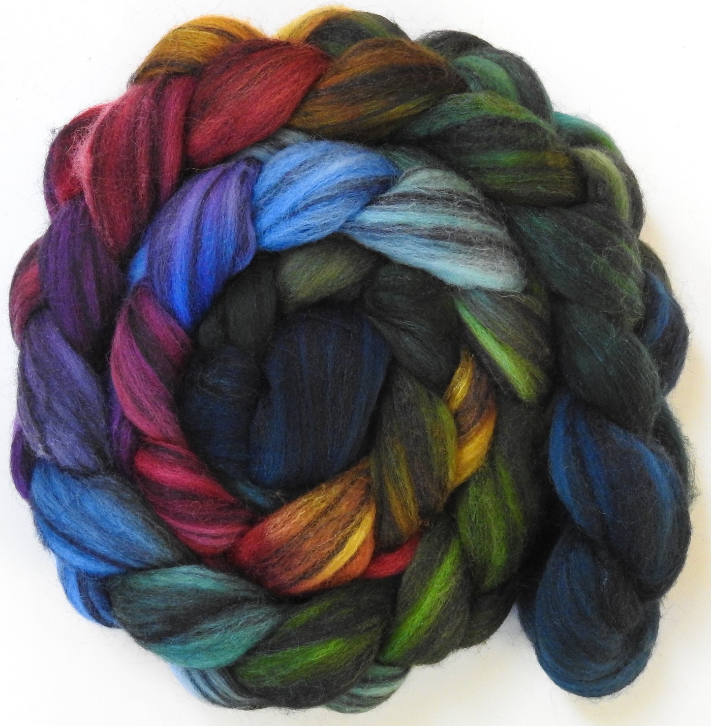 Yuletide (5.7 oz) - Batt in a Braid #68 - Lt. Grey Shetland/ Falkland Merino / Black tussah silk (45/30/25)