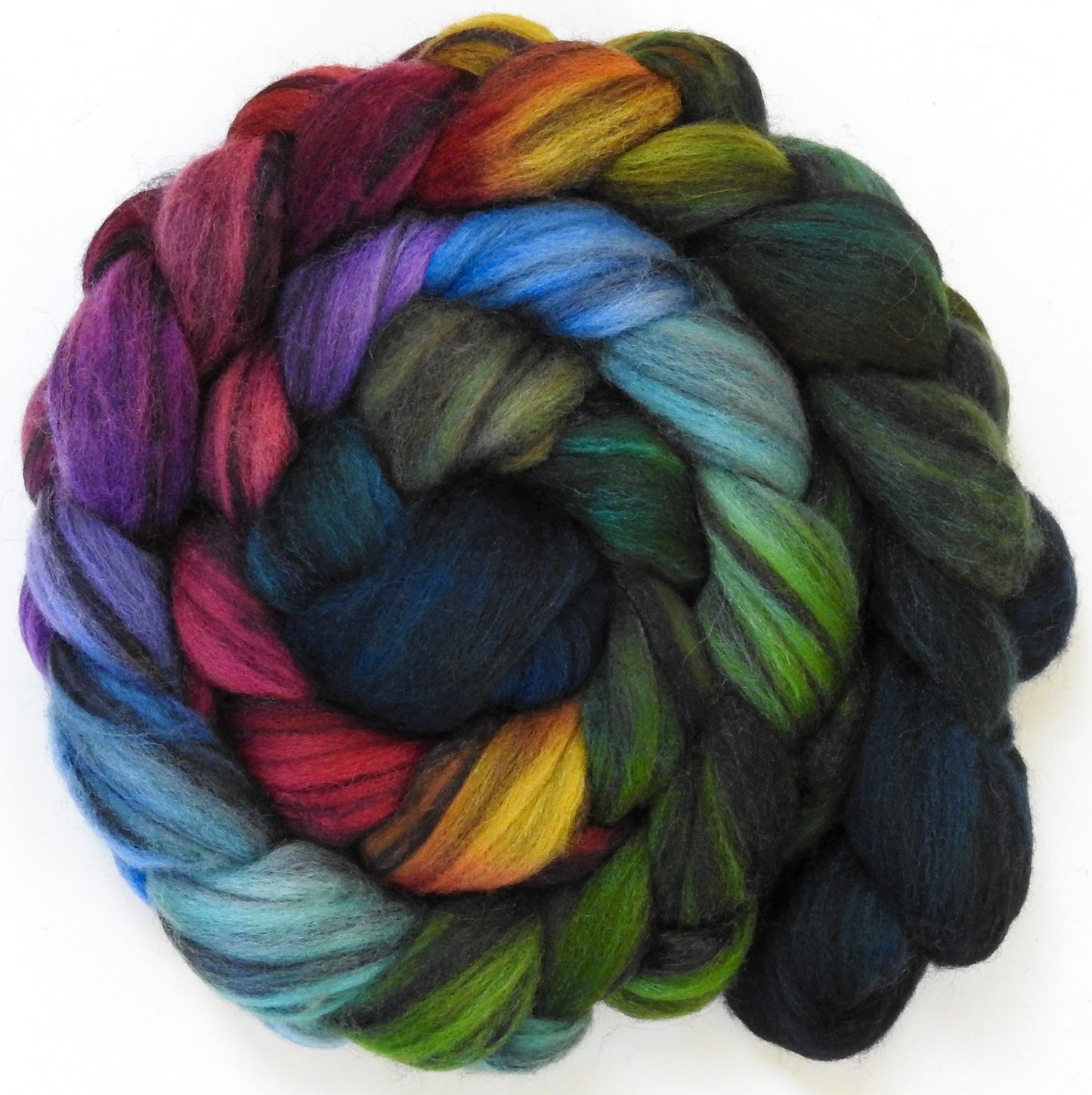 Yuletide (5.7 oz) - Batt in a Braid #68 - Lt. Grey Shetland/ Falkland Merino / Black tussah silk (45/30/25)