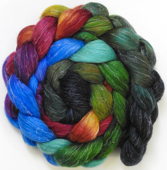 Yuletide (5.6 oz) - Batt in a Braid #3 - Polwarth/ Tussah Silk/ Flax (50/25/25)