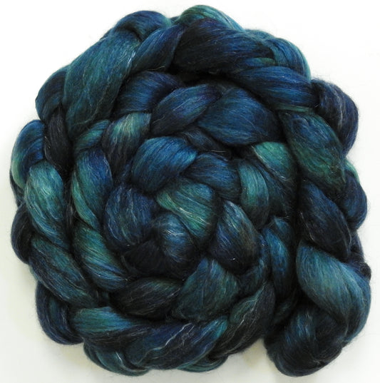 Leviathan (5.7 oz) - Batt in a Braid #31 - Polwarth/ Mulberry Silk / Baby Alpaca / Rainbow Firestar/ Tencel( 40/25/15/10/10)