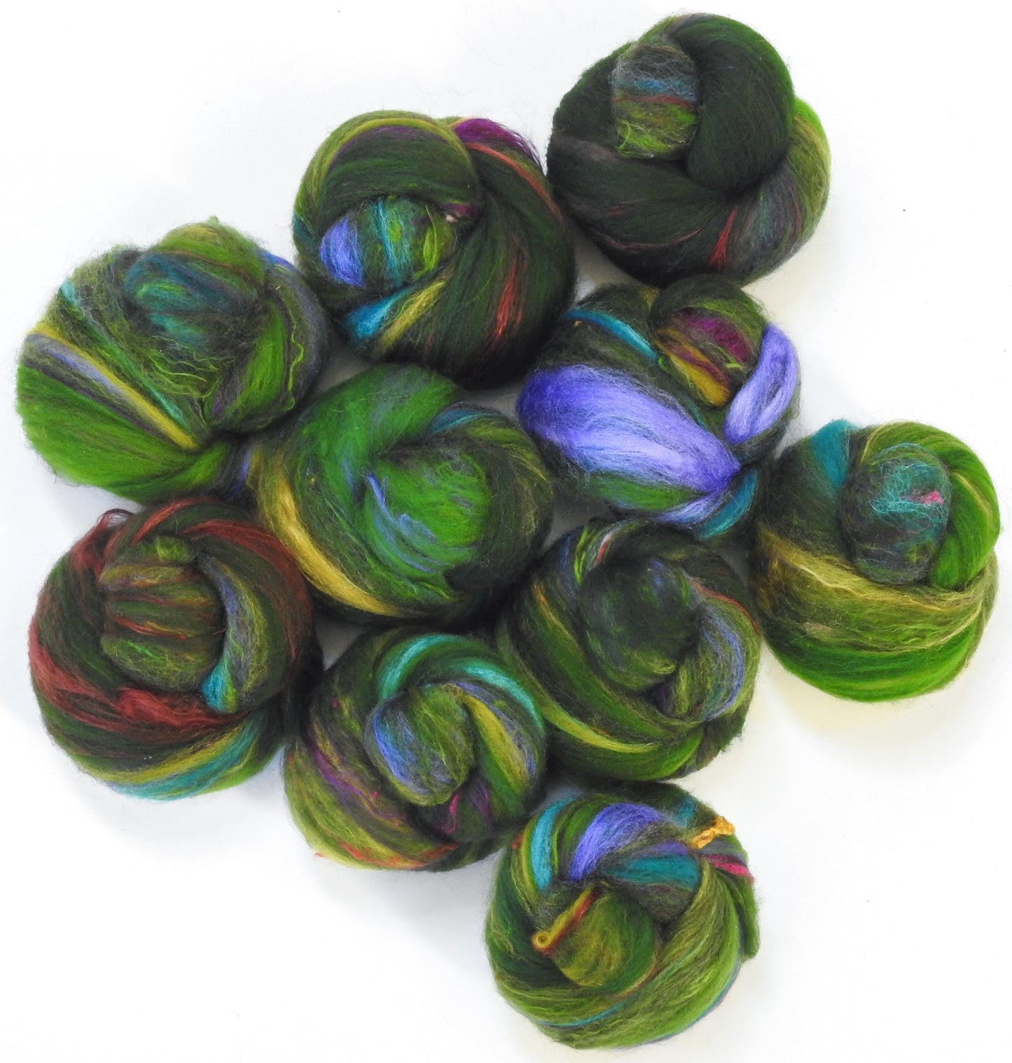 Christmas Tree Farm - (3.9 oz) NON-Sparkle Sticklebatts - Southdown X Corrie fleece, YAK, merino, silk, silk noil