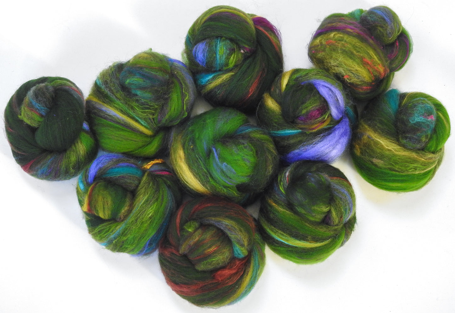 Christmas Tree Farm - (3.9 oz) NON-Sparkle Sticklebatts - Southdown X Corrie fleece, YAK, merino, silk, silk noil