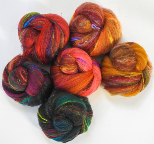 Sisters - (4.1 oz) Sparkle Sticklebatts - Southdown X Corrie fleece, merino, silk, CAMEL, alpaca, mohair, sari silk, angelina