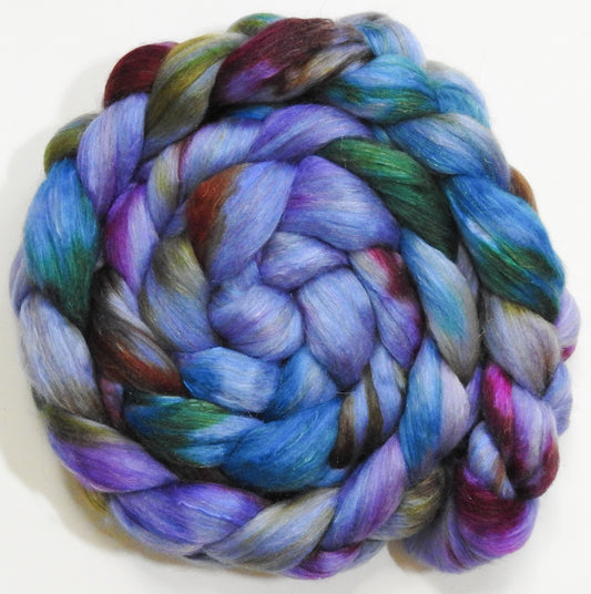 Spanish Bluebells (5.7 oz) - Batt in a Braid #31 - Polwarth/ Mulberry Silk / Baby Alpaca / Rainbow Firestar/ Tencel( 40/25/15/10/10)