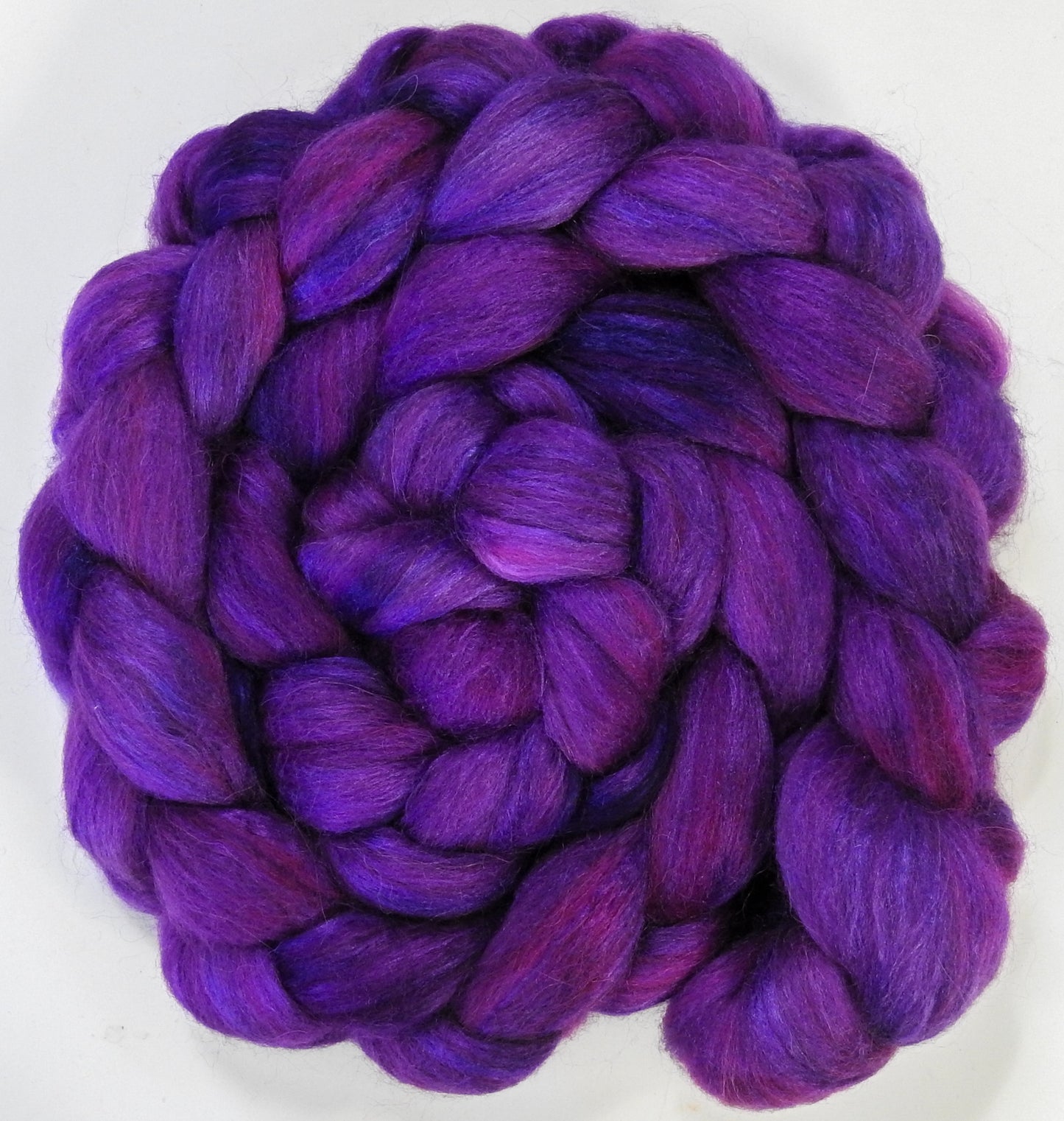 Tyrian Purple (5.6 oz) - Batt in a Braid #6 - 1/3 Grey Baby Alpaca/1/3 Polwarth/ 1/3 Tussah Silk
