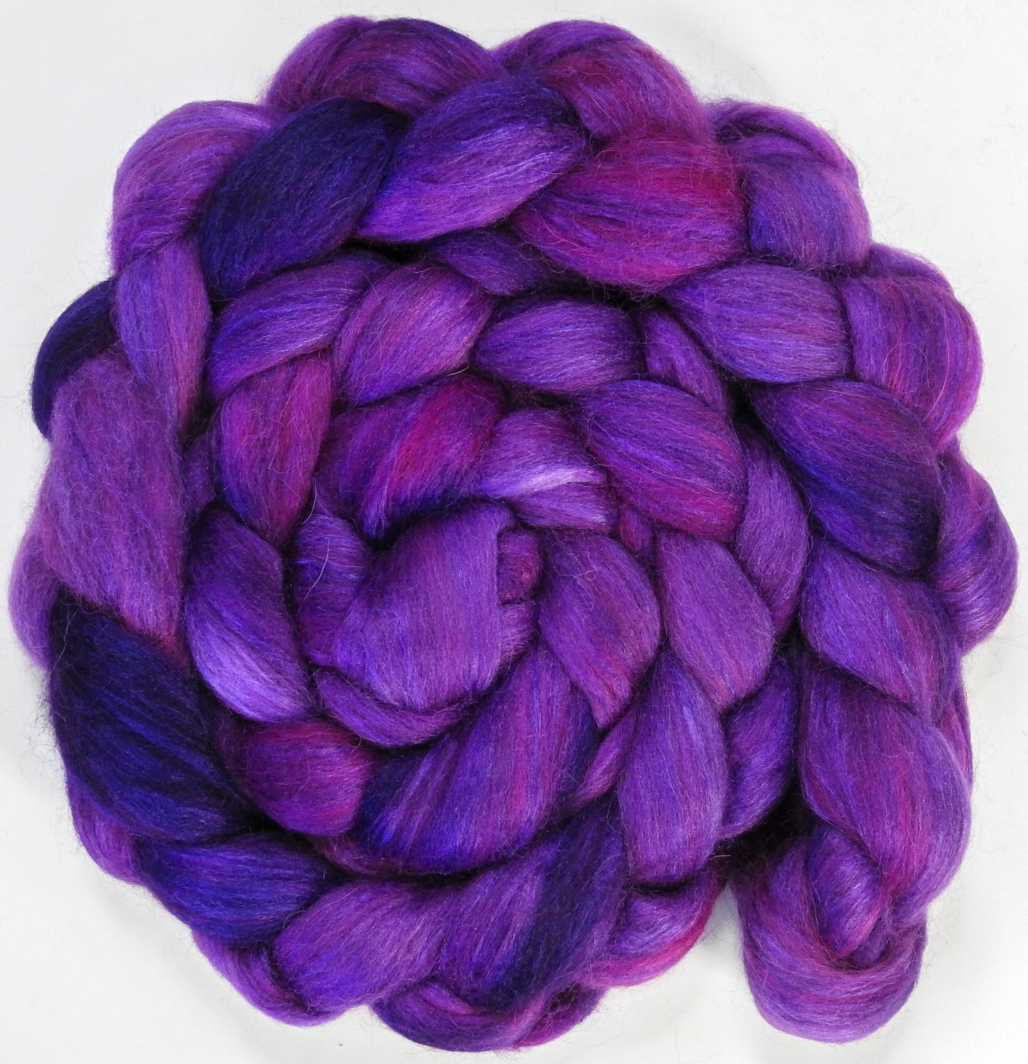 Tyrian Purple (5.6 oz) - Batt in a Braid #6 - 1/3 Grey Baby Alpaca/1/3 Polwarth/ 1/3 Tussah Silk