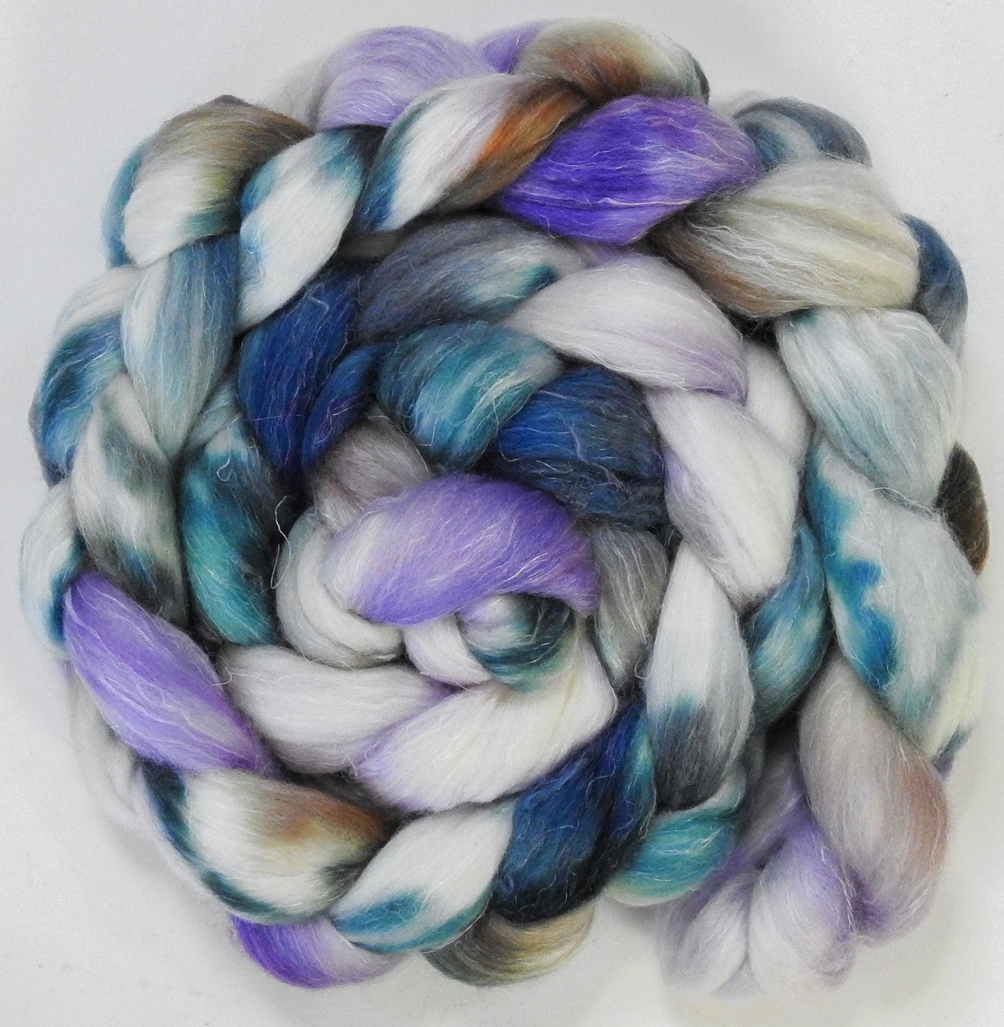 Oysters (5.8 oz) - Batt in a Braid #3 - Polwarth/ Tussah Silk/ Flax (50/25/25)