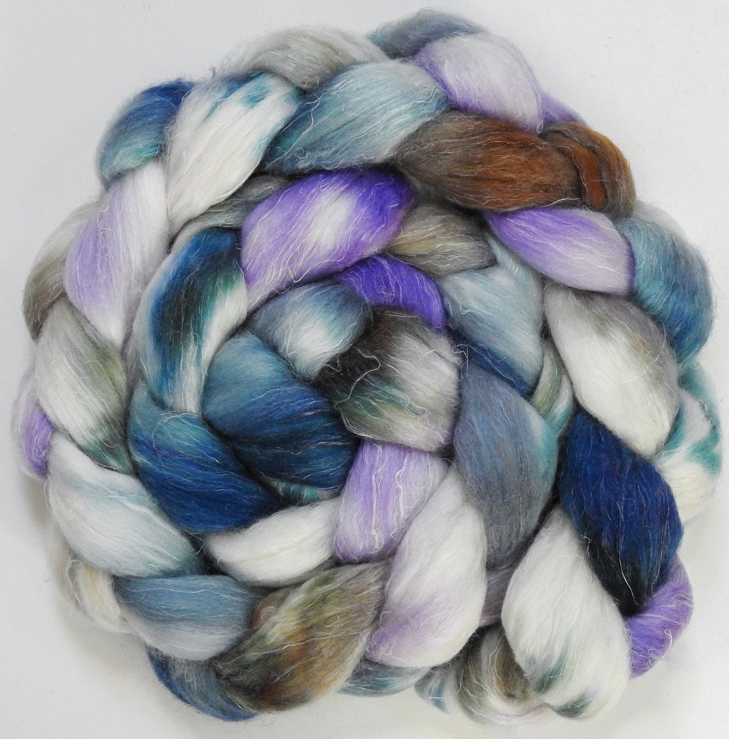 Oysters (5.8 oz) - Batt in a Braid #3 - Polwarth/ Tussah Silk/ Flax (50/25/25)
