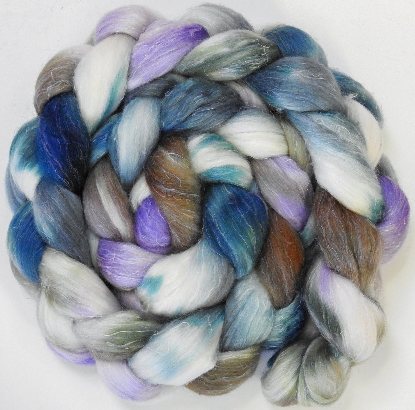 Oysters (5.8 oz) - Batt in a Braid #3 - Polwarth/ Tussah Silk/ Flax (50/25/25)