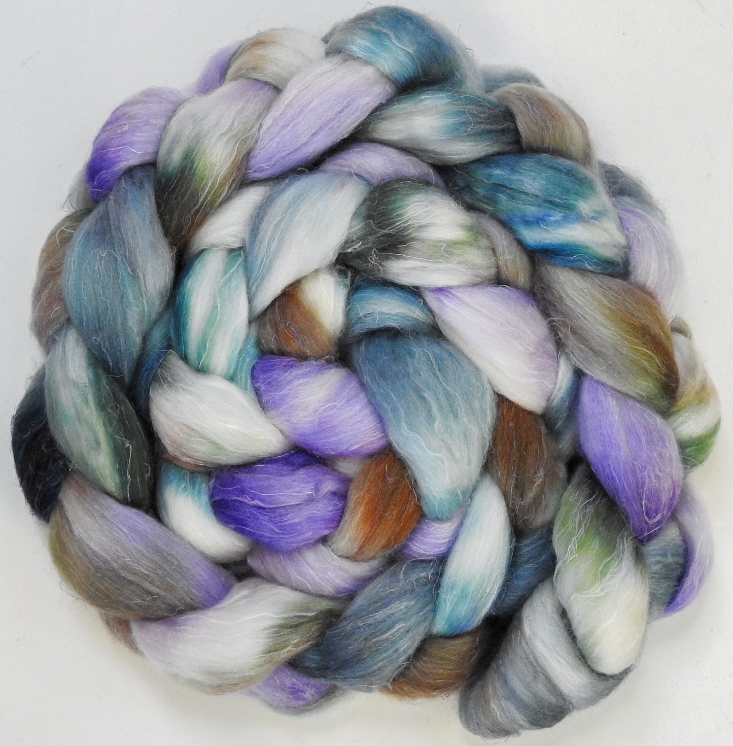 Oysters (5.8 oz) - Batt in a Braid #3 - Polwarth/ Tussah Silk/ Flax (50/25/25)