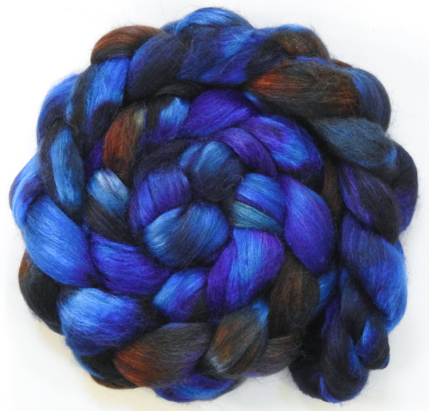 Moonlight Sonata (5.6 oz) - Batt in a Braid #6 - 1/3 Grey Baby Alpaca/1/3 Polwarth/ 1/3 Tussah Silk