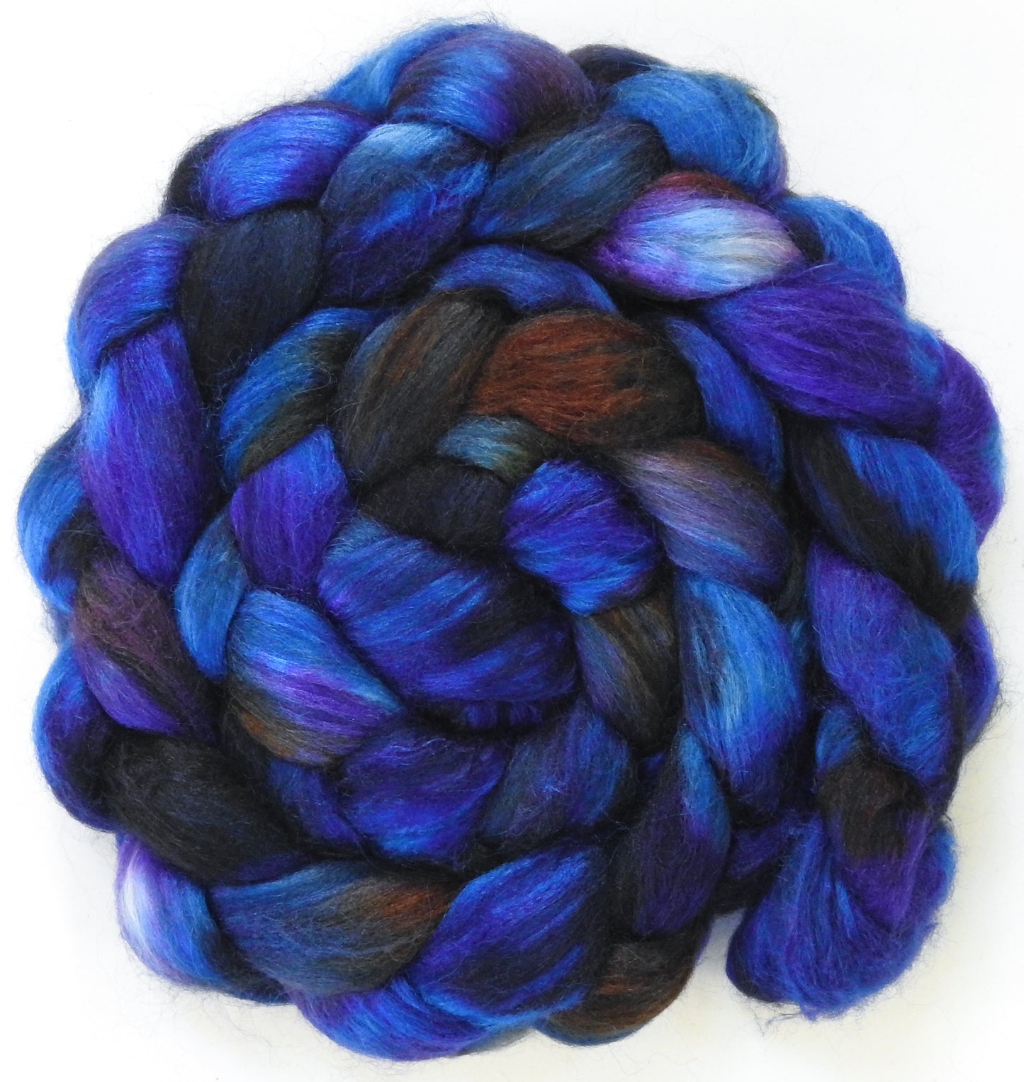 Moonlight Sonata (5.6 oz) - Batt in a Braid #6 - 1/3 Grey Baby Alpaca/1/3 Polwarth/ 1/3 Tussah Silk