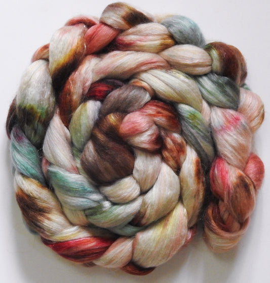 Neroli (5.6 oz) - Batt in a Braid #31 - Polwarth/ Mulberry Silk / Baby Alpaca / Rainbow Firestar/ Tencel( 40/25/15/10/10)