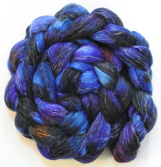 Moonlight Sonata (5.7 oz) - Batt in a Braid #3 - Polwarth/ Tussah Silk/ Flax (50/25/25)