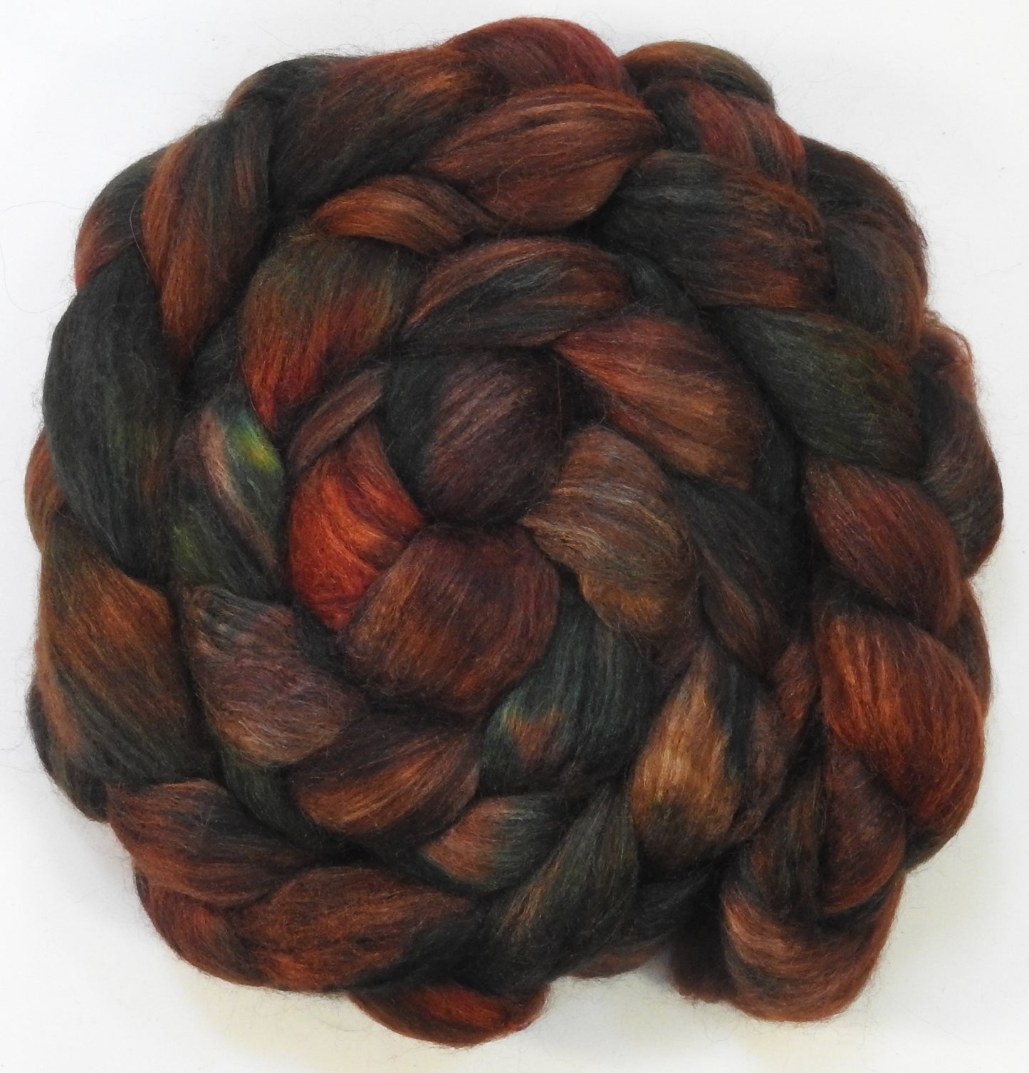 Pinecone (5.8 oz) - Batt in a Braid #6 - 1/3 Grey Baby Alpaca/1/3 Polwarth/ 1/3 Tussah Silk