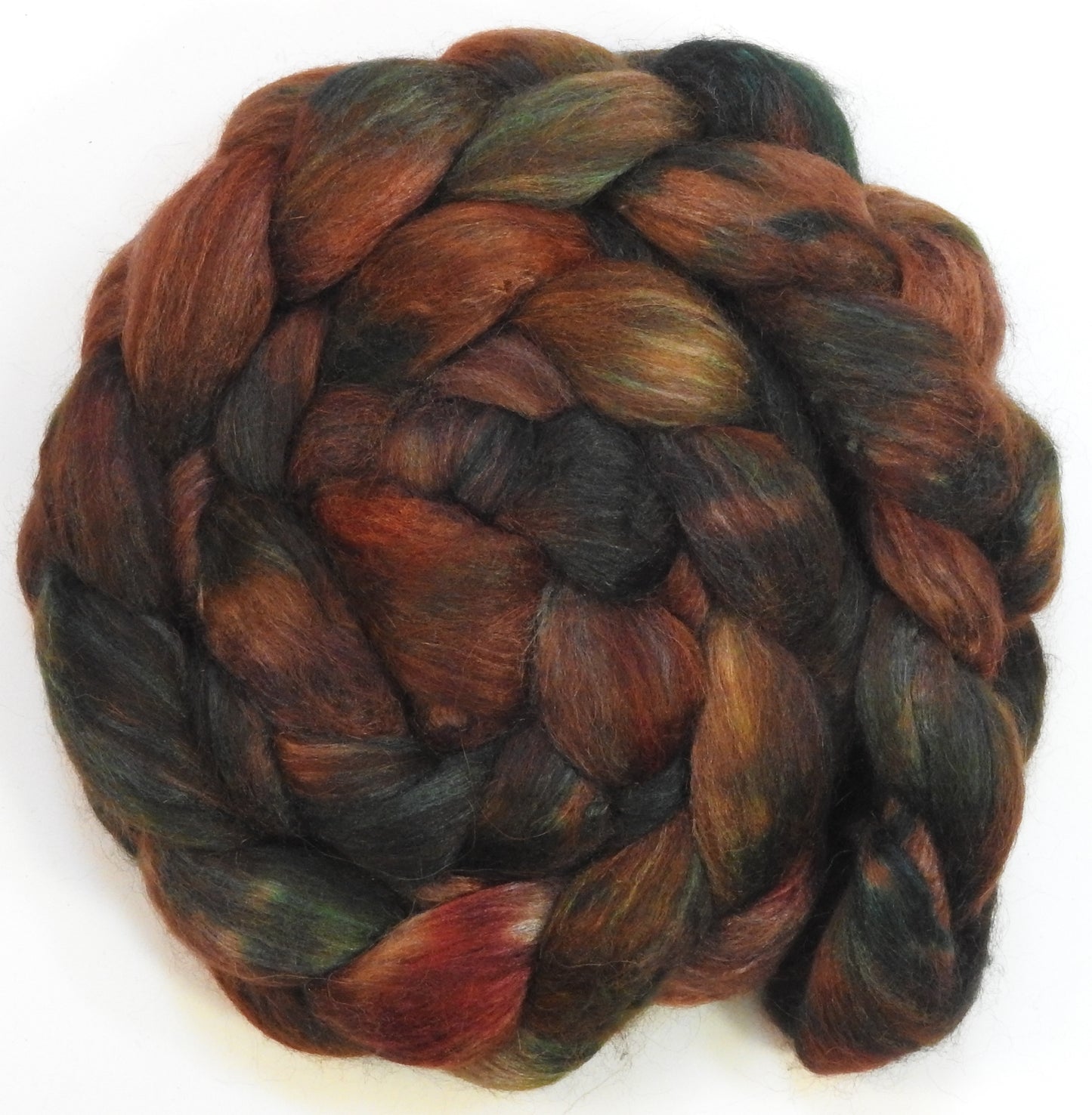 Pinecone (5.8 oz) - Batt in a Braid #6 - 1/3 Grey Baby Alpaca/1/3 Polwarth/ 1/3 Tussah Silk