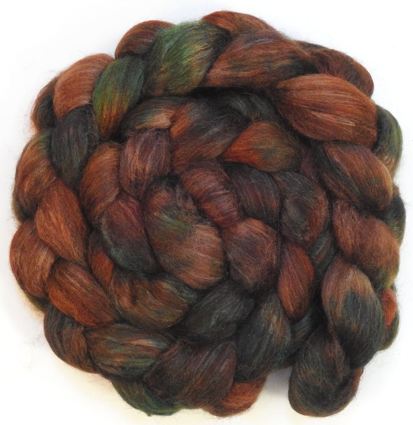 Pinecone (5.8 oz) - Batt in a Braid #6 - 1/3 Grey Baby Alpaca/1/3 Polwarth/ 1/3 Tussah Silk