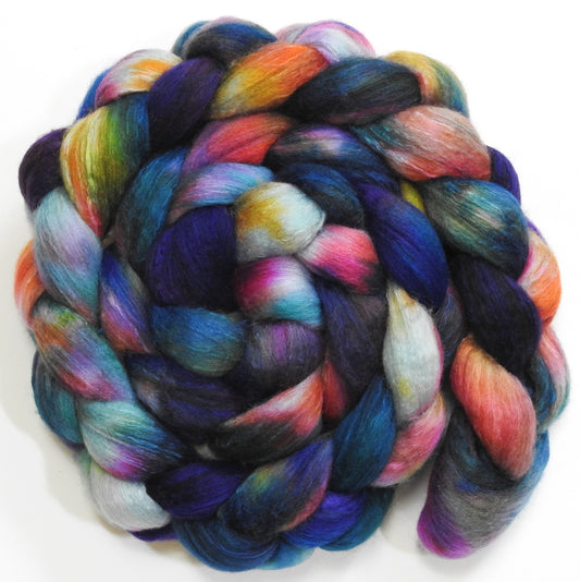 Birds of a Feather (5.5 oz) -Batt in a Braid #63 (Cormo/ CAMEL/ silk -60/20/20)