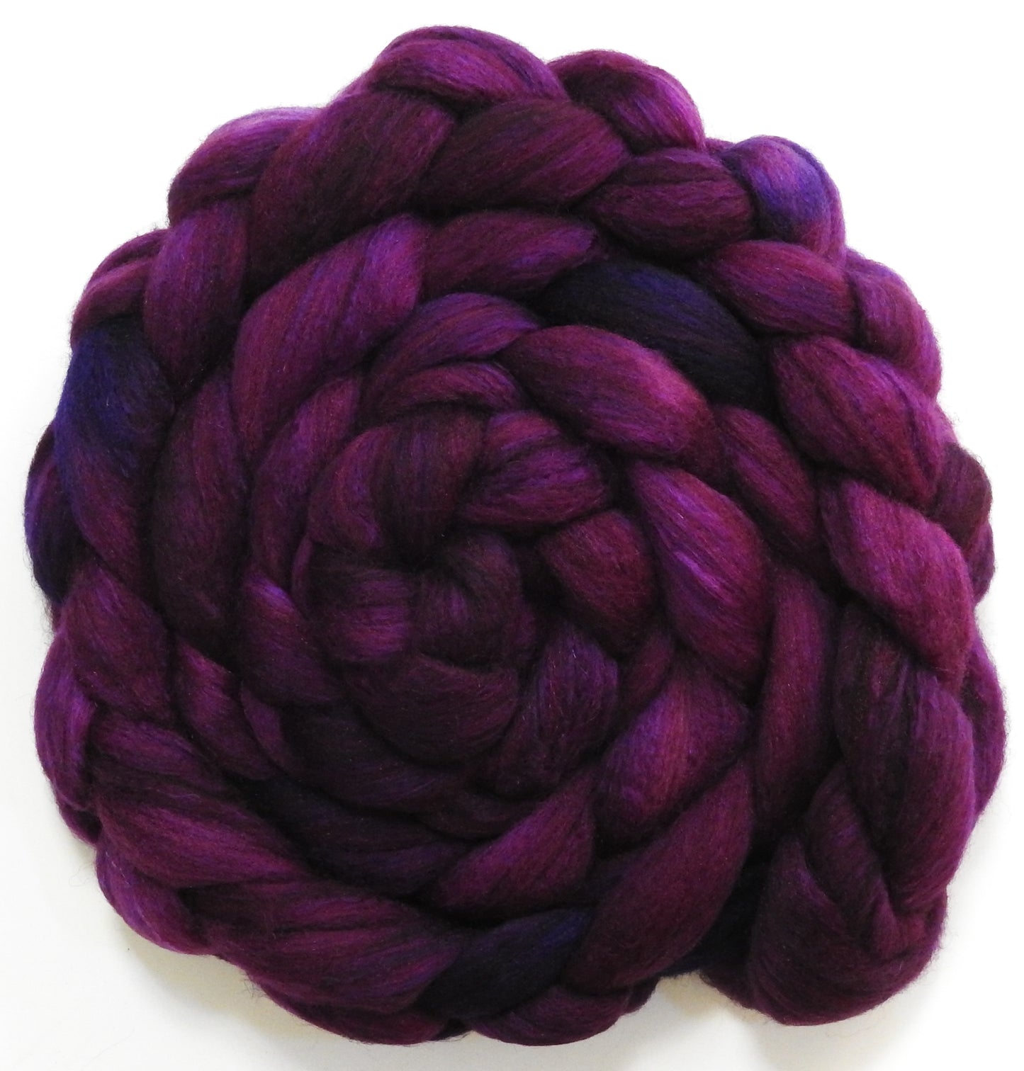 Aubergine (5.8 oz) - Batt in a Braid #7 - Polwarth/ Manx / Mulberry silk/ Firestar (30/30/30/10)