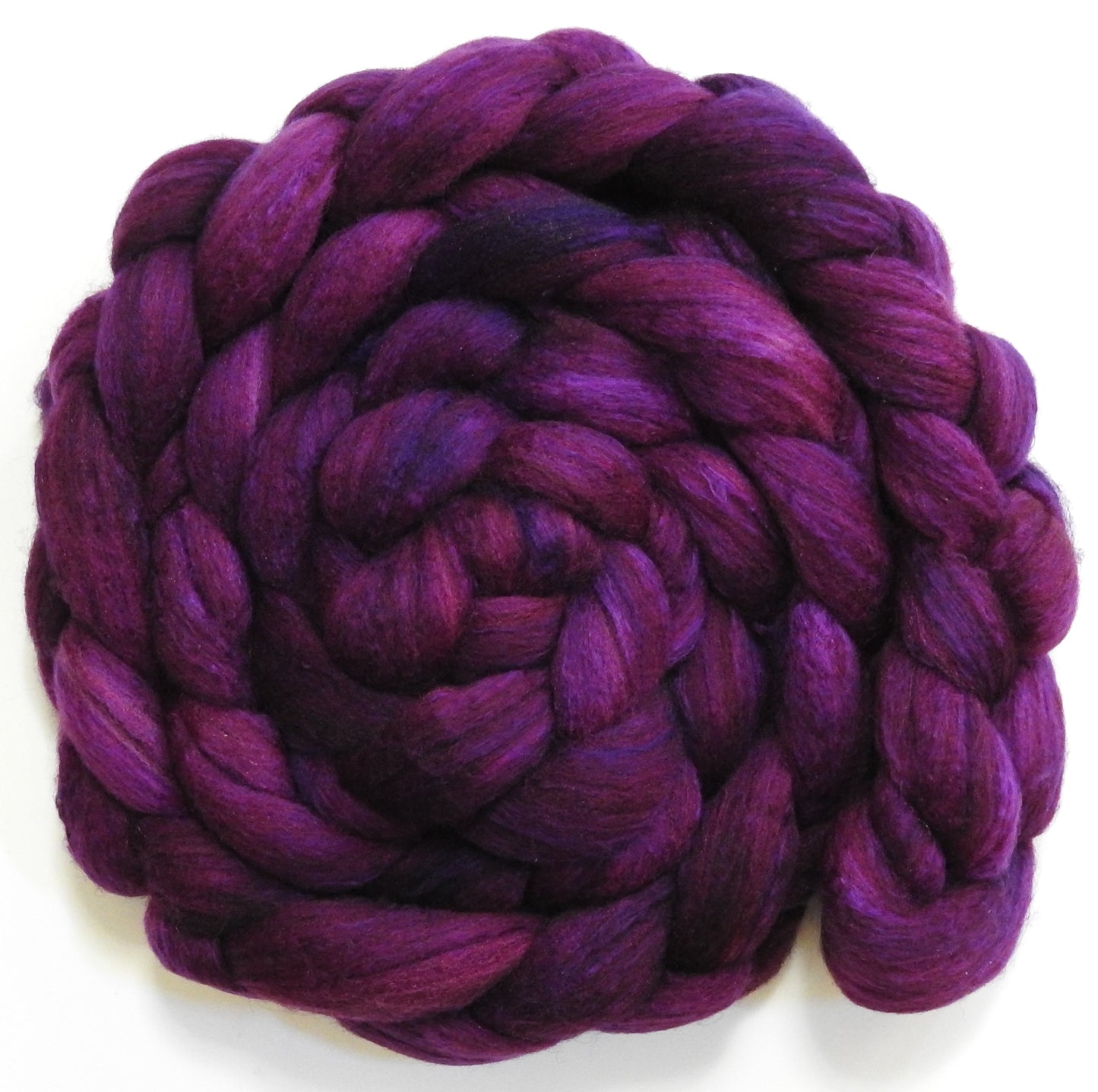 Aubergine (5.8 oz) - Batt in a Braid #7 - Polwarth/ Manx / Mulberry silk/ Firestar (30/30/30/10)