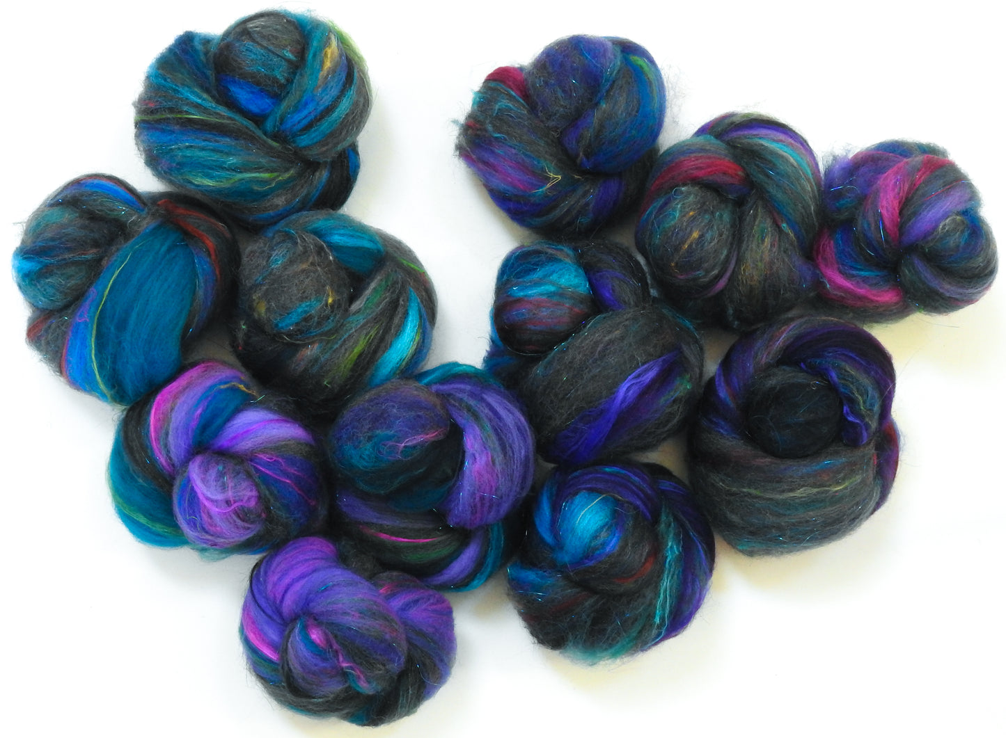 Night Divine - Sparkle Sticklebatts - Corriedale X fleece, merino, silk, CAMEL, sari silk, angelina