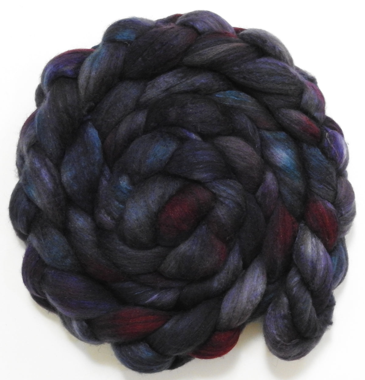 Graphite Braid Graphite (5.6 oz) - Batt in a Braid #7 - Polwarth/ Manx / Mulberry sil ...