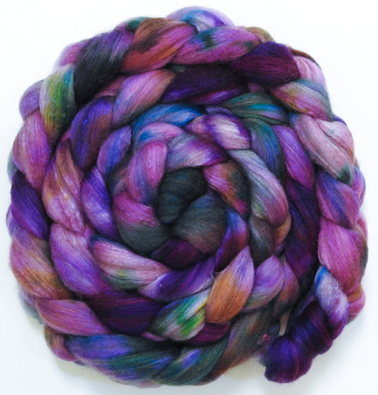 Sweet Violets (5.5 oz) - Batt in a Braid #7 - Polwarth/ Manx / Mulberry silk/ Firestar (30/30/30/10)