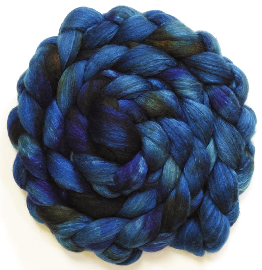 Nocturne  (5.7 oz) - Batt in a Braid #7 - Polwarth/ Manx / Mulberry silk/ Firestar (30/30/30/10)
