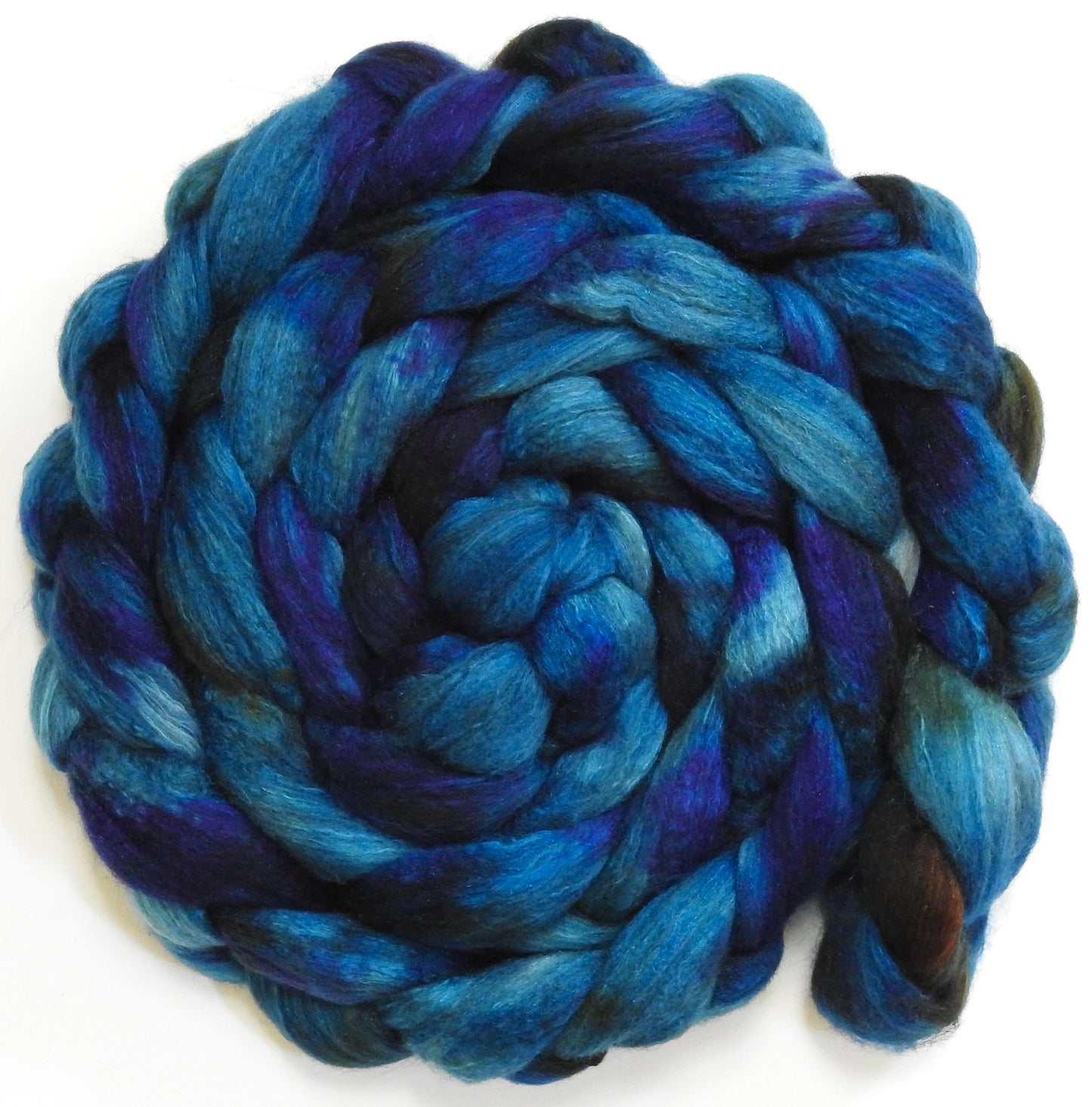 Nocturne  (5.7 oz) - Batt in a Braid #7 - Polwarth/ Manx / Mulberry silk/ Firestar (30/30/30/10)
