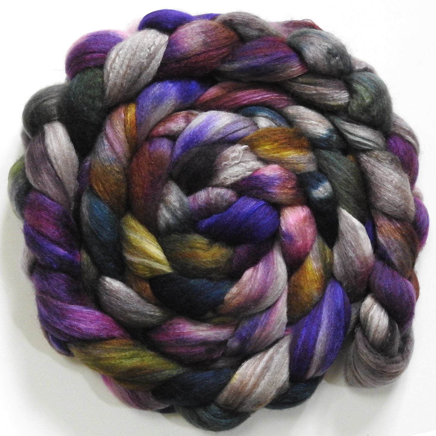 Mabinogion (5.7 oz) - Batt in a Braid #7 - Polwarth/ Manx / Mulberry silk/ Firestar (30/30/30/10)