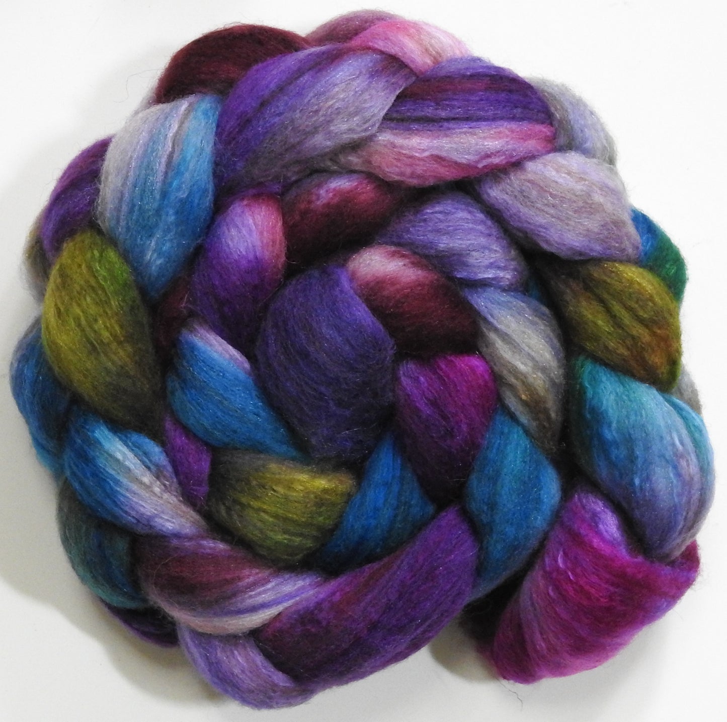 Sea Holly - Batt in a Braid #7 - Polwarth/ Manx / Mulberry silk/ Firestar (30/30/30/10)