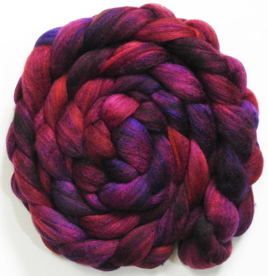 Strawberry Rhubarb (5.7 oz) - Batt in a Braid #7 - Polwarth/ Manx / Mulberry silk/ Firestar (30/30/30/10)