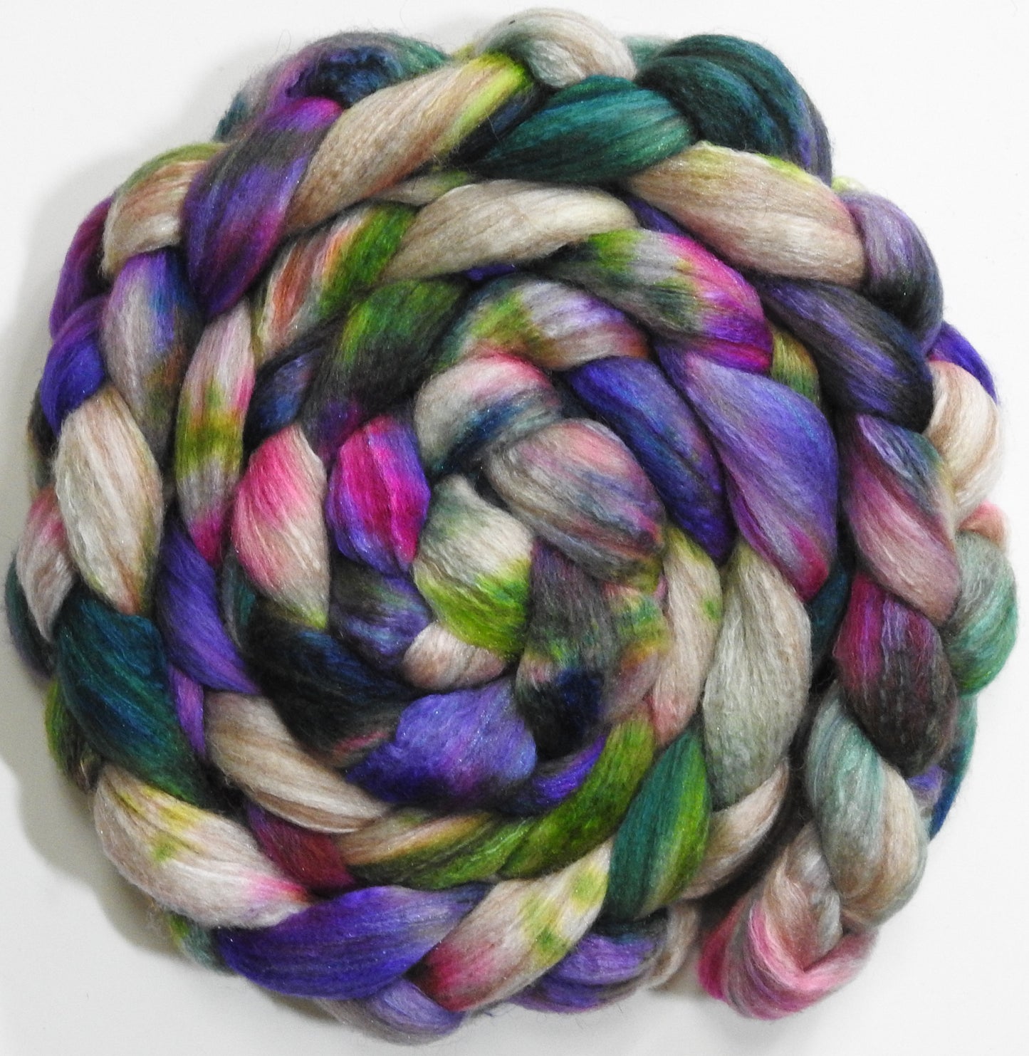 Nympheas (5.7 oz) - Batt in a Braid #7 - Polwarth/ Manx / Mulberry silk/ Firestar (30/30/30/10)