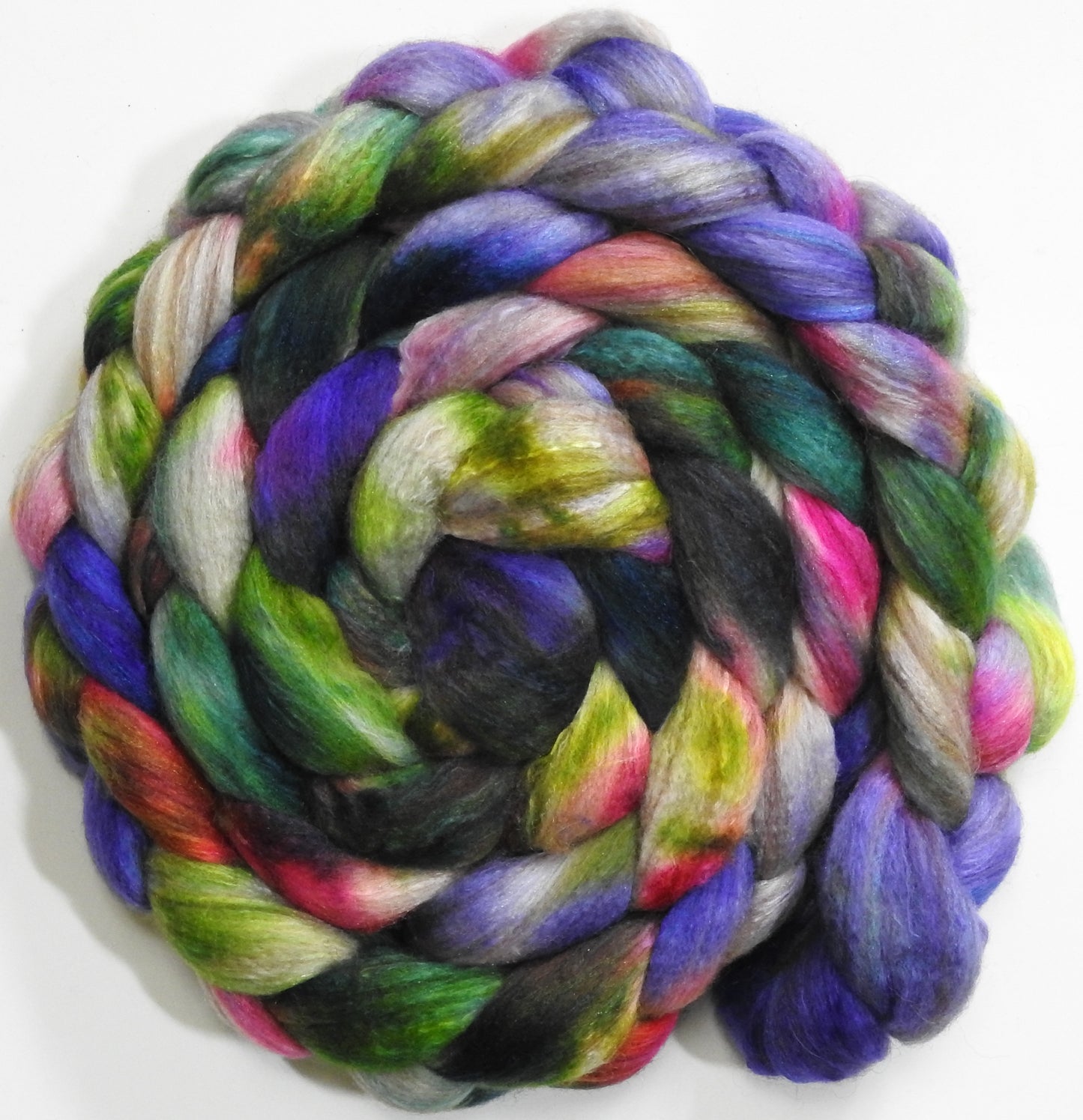 Nympheas (5.7 oz) - Batt in a Braid #7 - Polwarth/ Manx / Mulberry silk/ Firestar (30/30/30/10)