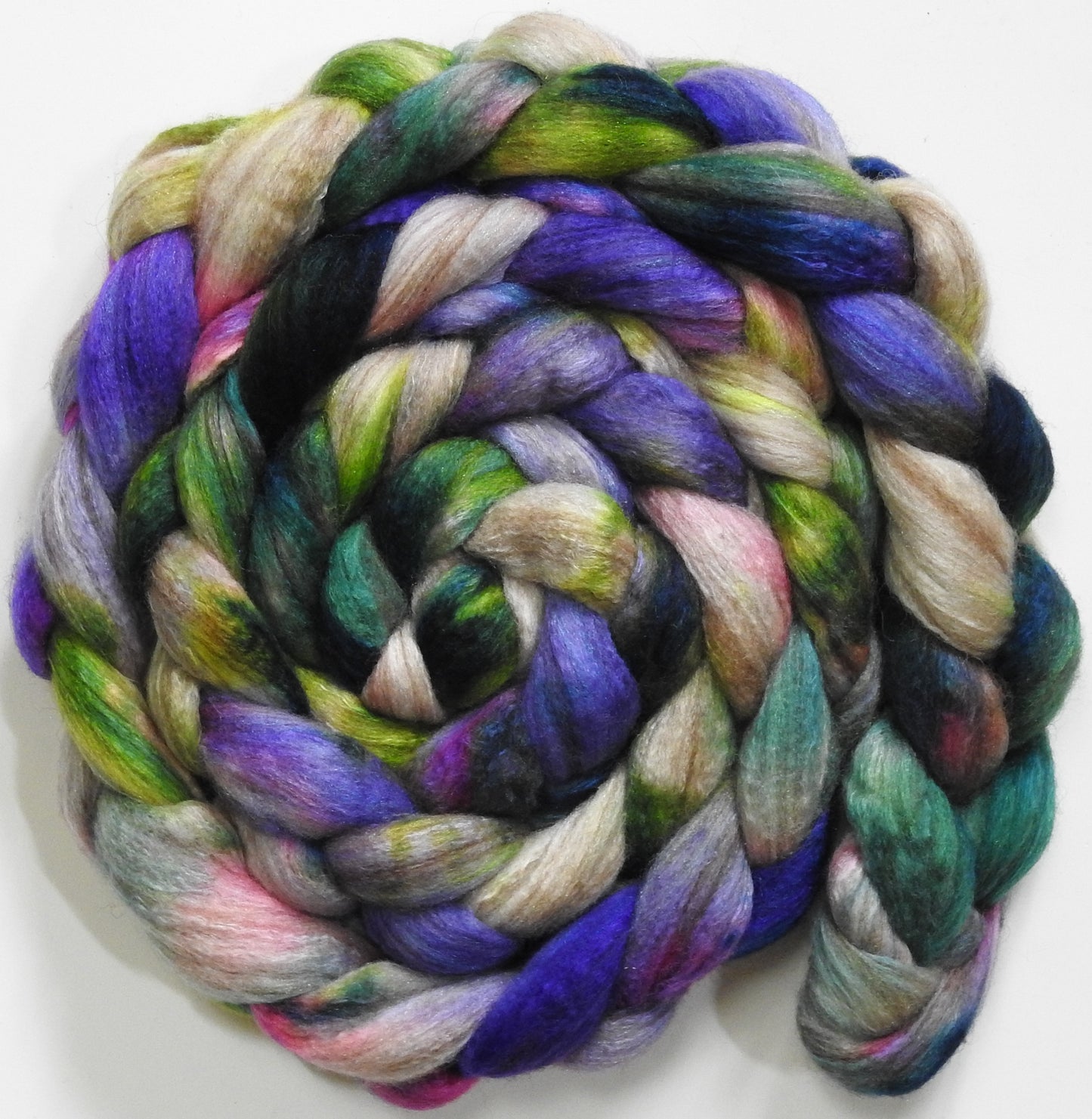 Nympheas (5.7 oz) - Batt in a Braid #7 - Polwarth/ Manx / Mulberry silk/ Firestar (30/30/30/10)