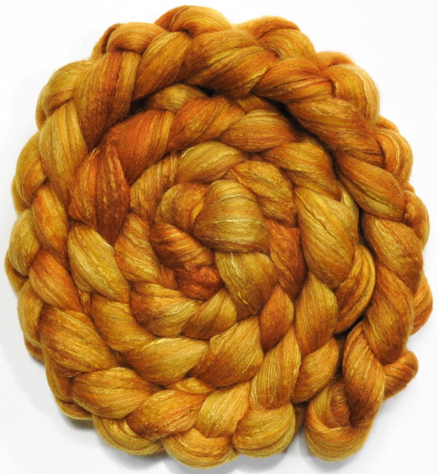 Maize (5.6 oz) - Batt in a Braid #7 - Polwarth/ Manx / Mulberry silk/ Firestar (30/30/30/10)