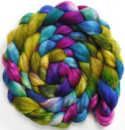 Drop of a Hat (5.7 oz) - Batt in a Braid #7 - Polwarth/ Manx / Mulberry silk/ Firestar (30/30/30/10)