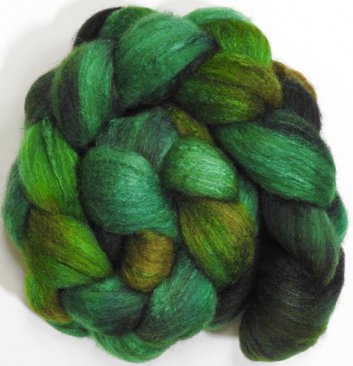 (3.7 oz) - Batt in a Braid #27 - Lt. Grey Shetland/ Falkland Merino / tussah silk (50/25/25)