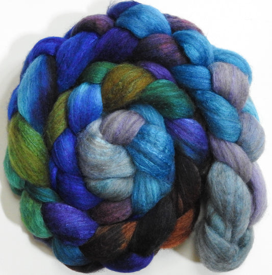 Half Moon Bay (5.6 oz) - Batt in a Braid #27 - Lt. Grey Shetland/ Falkland Merino / tussah silk (50/25/25)