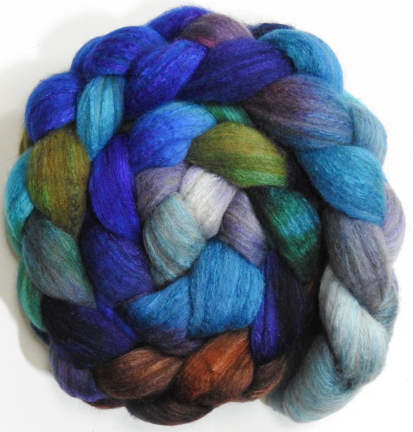 Half Moon Bay (5.6 oz) - Batt in a Braid #27 - Lt. Grey Shetland/ Falkland Merino / tussah silk (50/25/25)