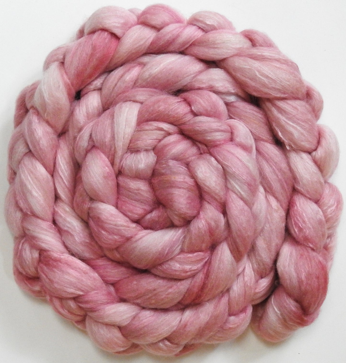 Blush (5.5 oz) - Batt in a Braid #5 - Merino/ Camel/ silk/ faux cashmere/ firestar (25/25/25/13/12)