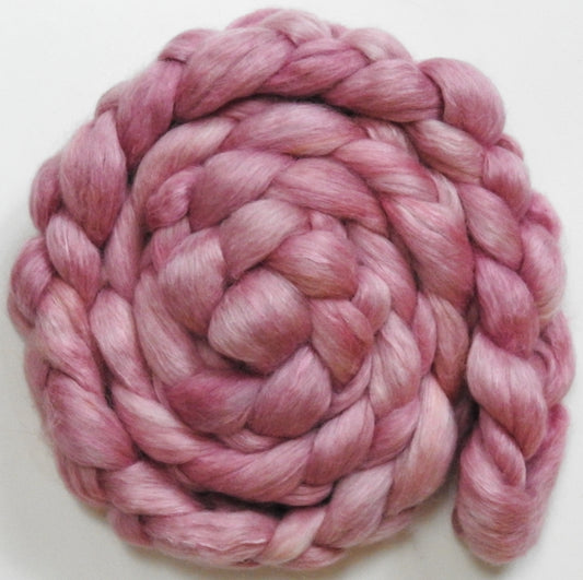 Blush (5.5 oz) - Batt in a Braid #52- Wensleydale/ Mulberry silk/ Polwarth (60/25/15)