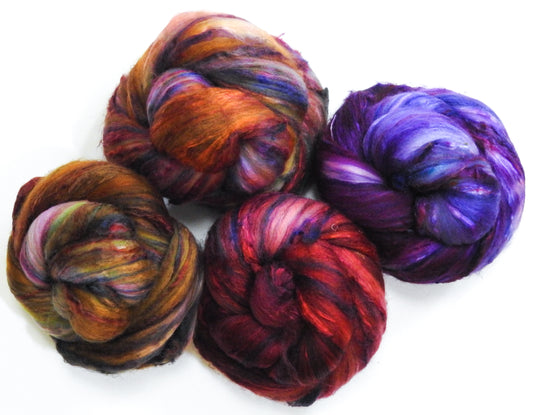 Set #4 -(5.7  oz.)-Batt in a Braid #39 -  Merino/ Mulberry Silk / Sari Silk (50/25/25)
