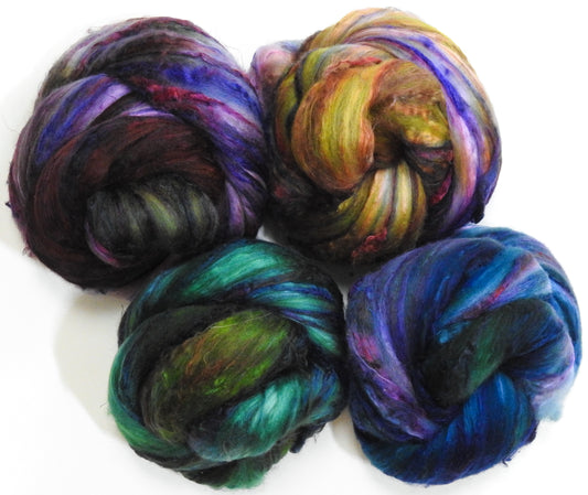 Set #2 -(5.6 oz.)-Batt in a Braid #39 - Merino/ Mulberry Silk / Sari Silk (50/25/25)