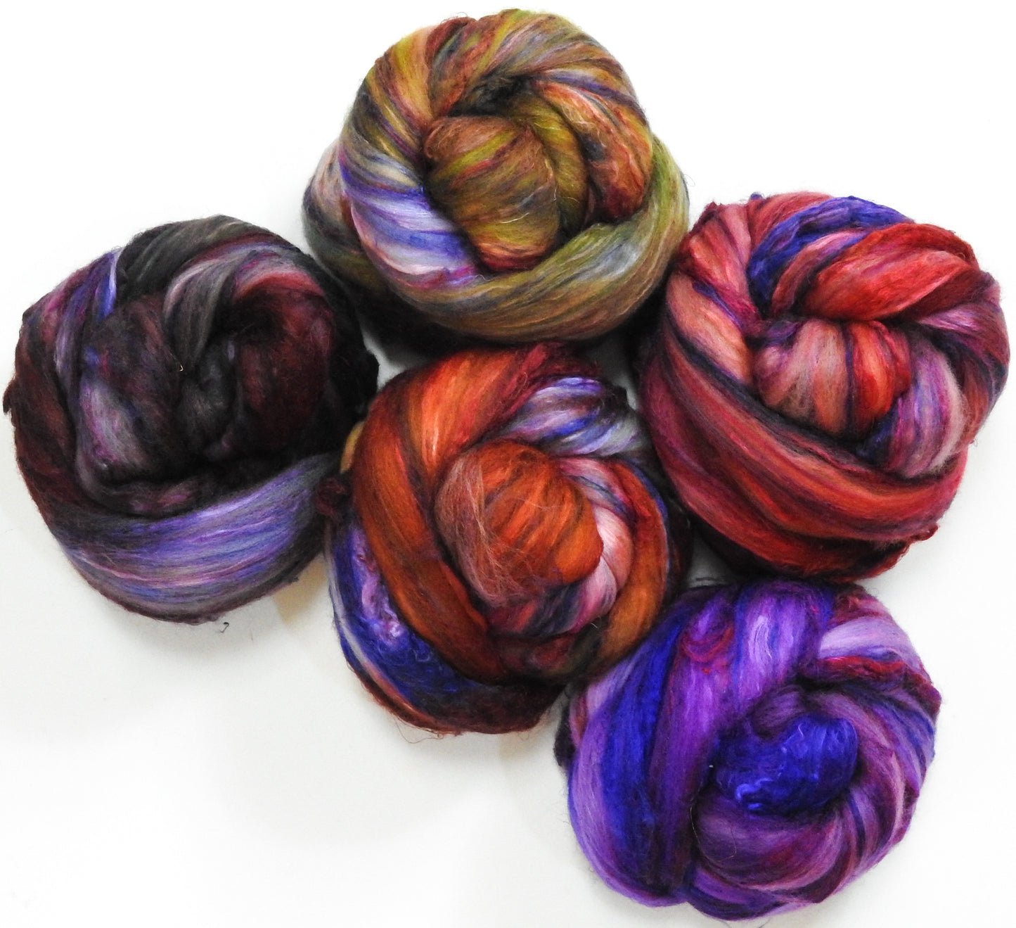 Set #1 -(7. 1 oz.)-Batt in a Braid #39 - Merino/ Mulberry Silk / Sari Silk (50/25/25)