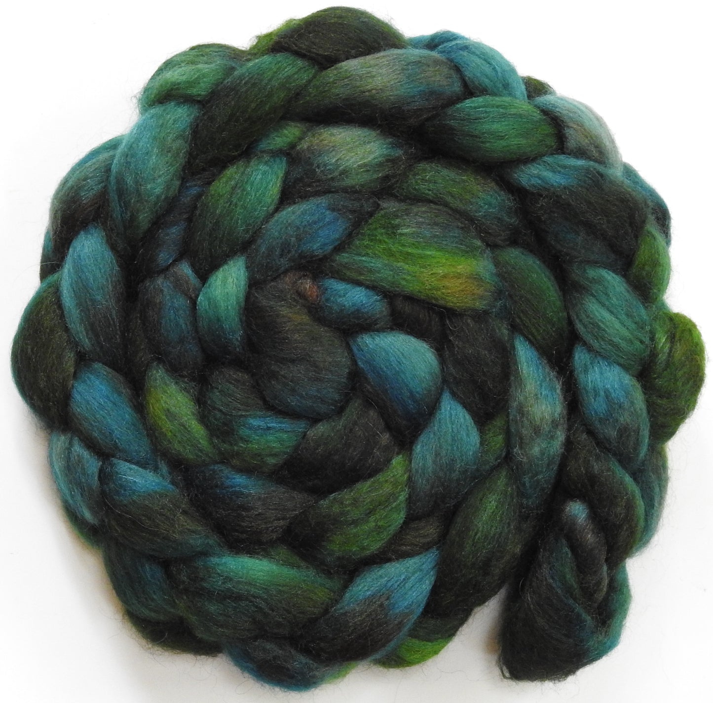 Kale (5.7 oz) -Batt in a Braid #10- Merino/ Silk/Kid Mohair /Corriedale(25/25/25/25)