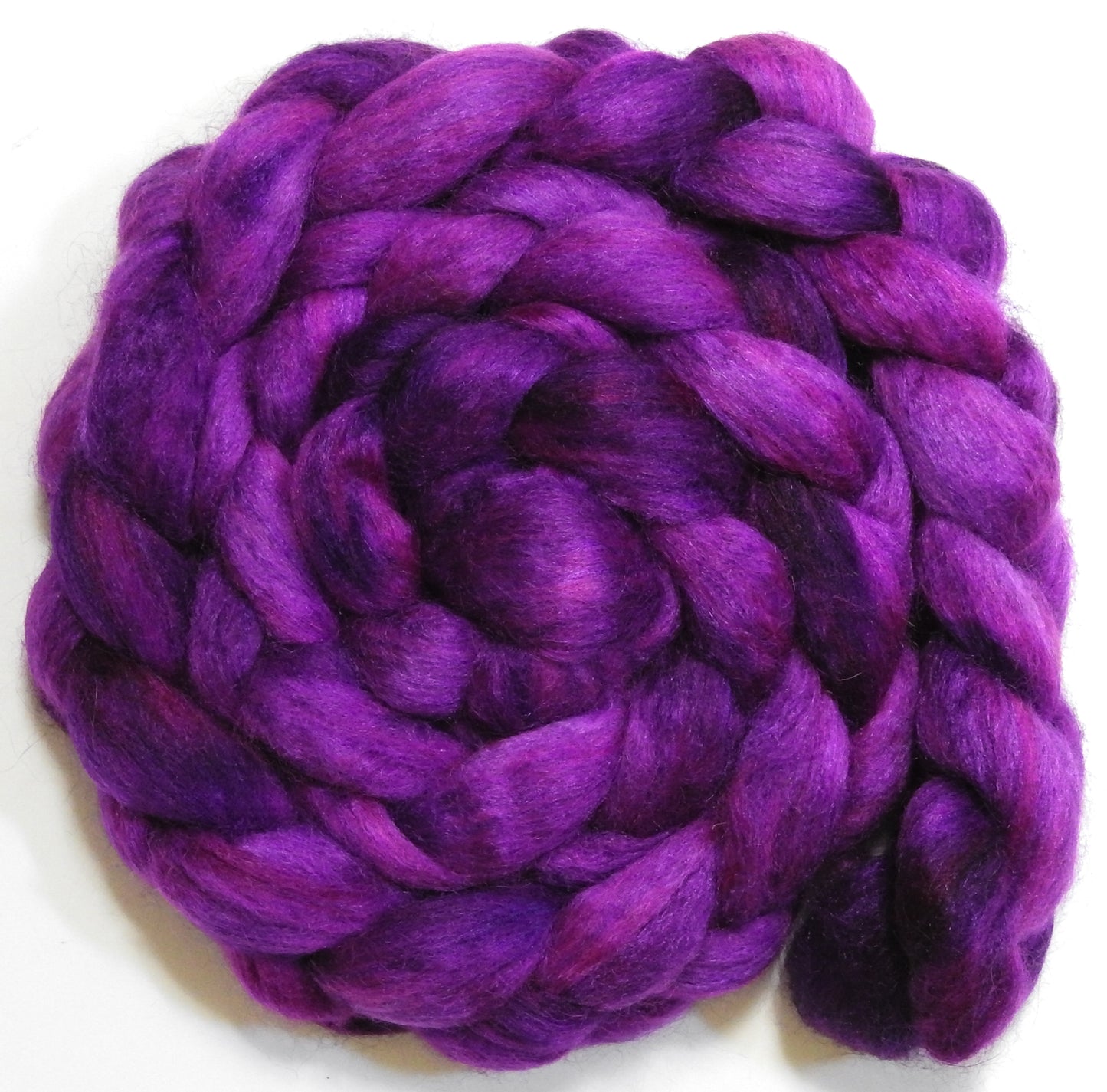 Tyrian Purple (5.7 oz) -Batt in a Braid #10- Superfine Merino/ Silk/Kid Mohair /Corriedale(25/25/25/25)