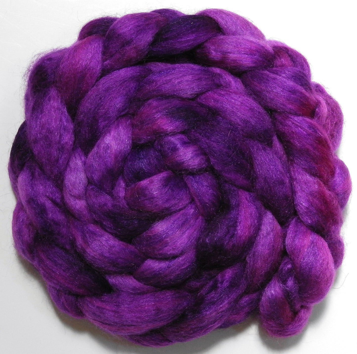 Tyrian Purple (5.7 oz) -Batt in a Braid #10- Superfine Merino/ Silk/Kid Mohair /Corriedale(25/25/25/25)