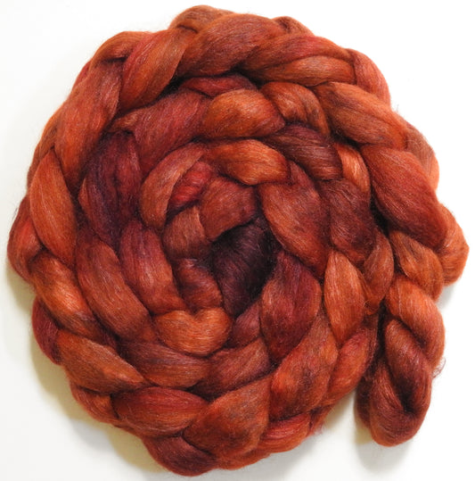 Henna -Batt in a Braid #10- Superfine Merino/ Silk/Kid Mohair /Corriedale(25/25/25/25)