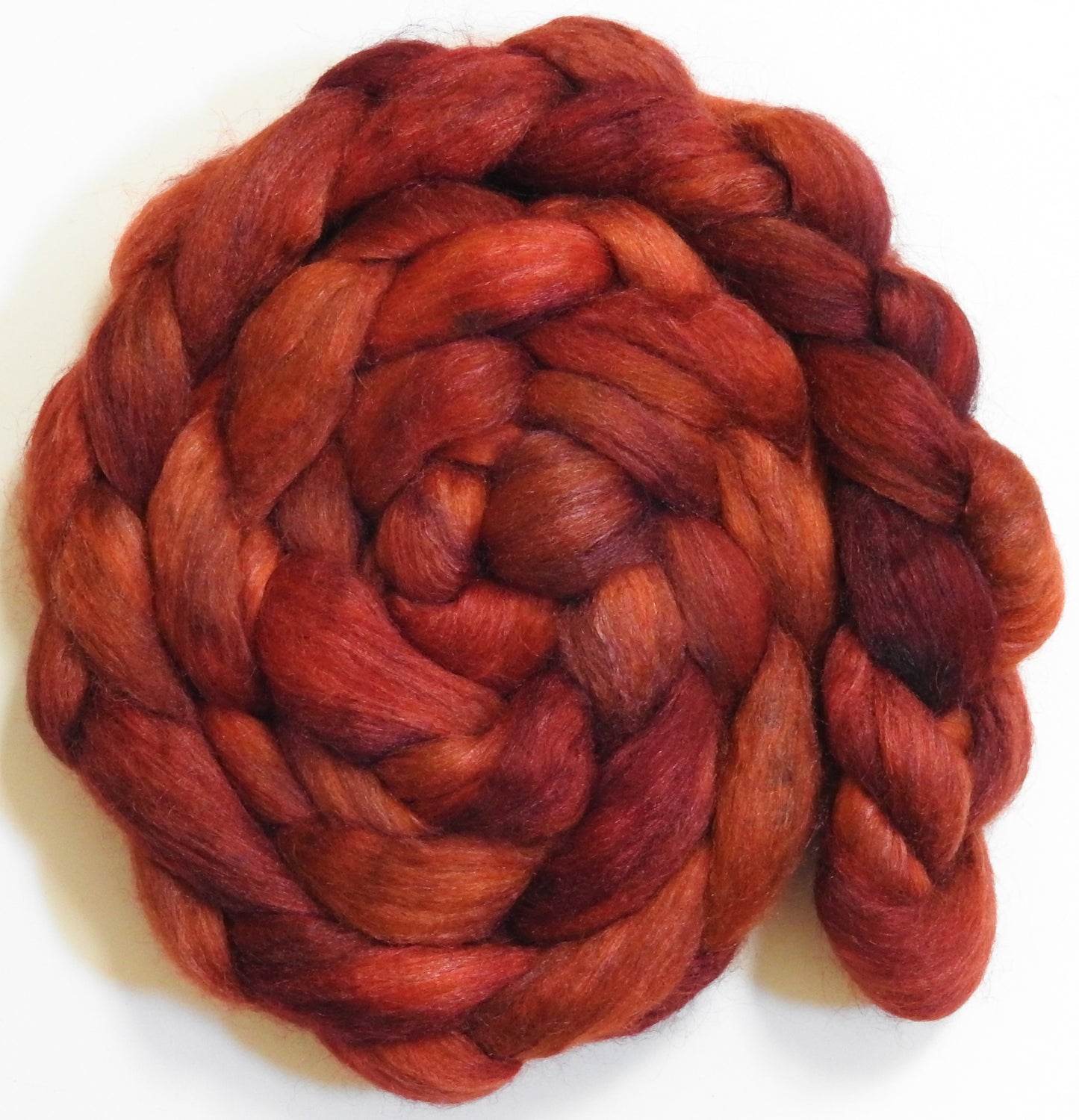 Henna -Batt in a Braid #10- Superfine Merino/ Silk/Kid Mohair /Corriedale(25/25/25/25)